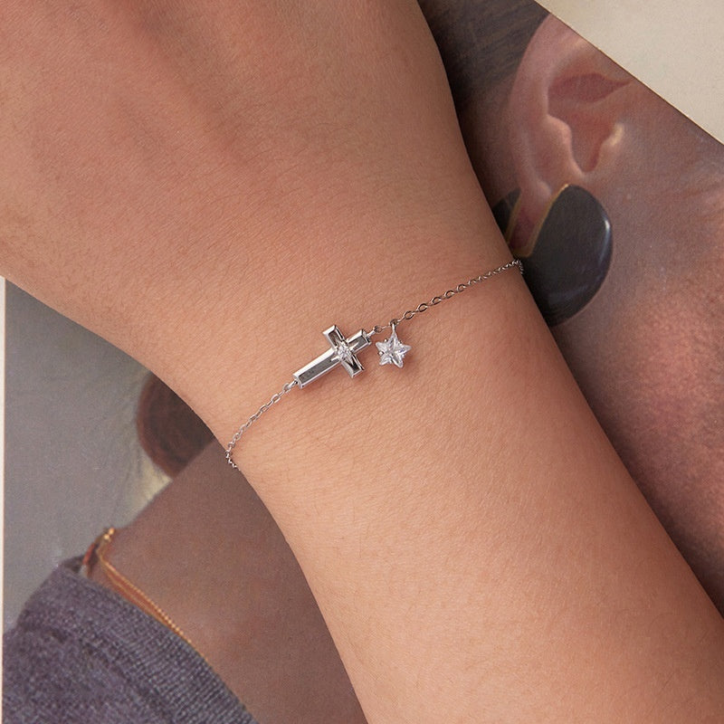 S925 Sterling Silver Star Cross Bracelet