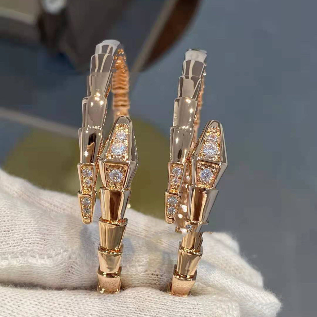 Rose Gold Snake Bone  White Gold Bracelet