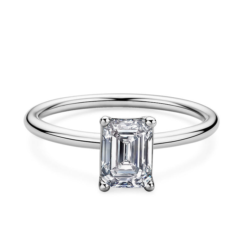 "Celinea" Moissanite Ring 925 Sterling Silver Rectangular