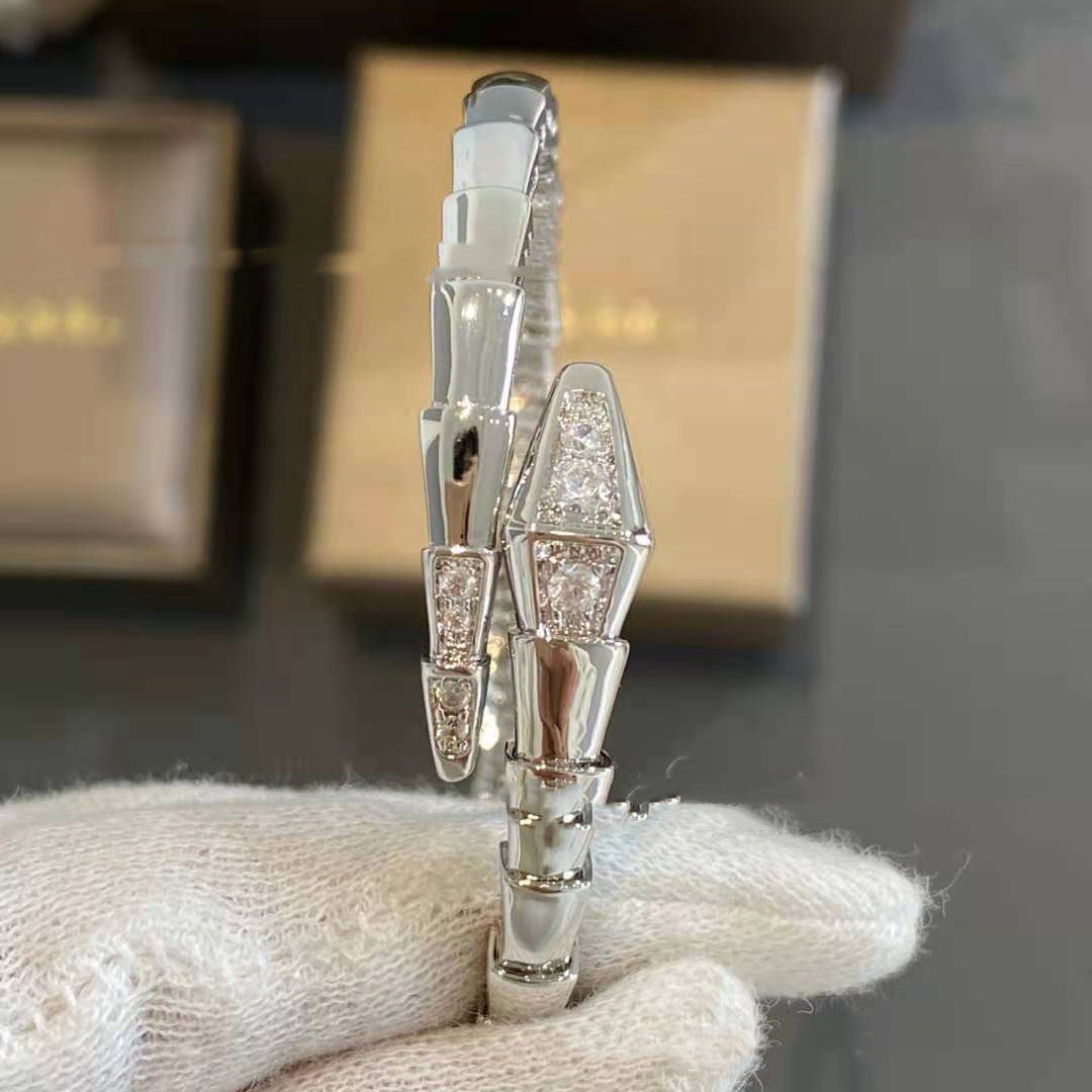 Rose Gold Snake Bone  White Gold Bracelet