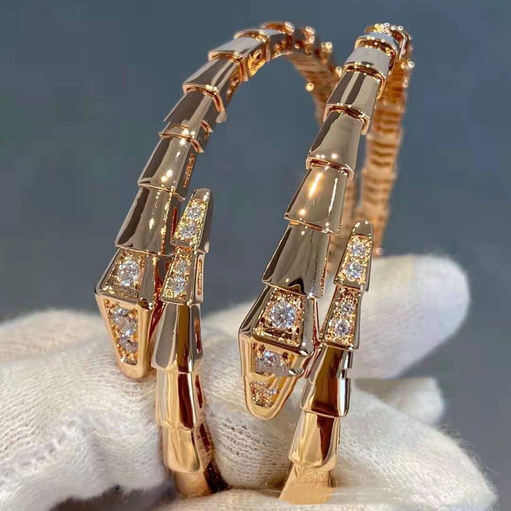 Rose Gold Snake Bone  White Gold Bracelet