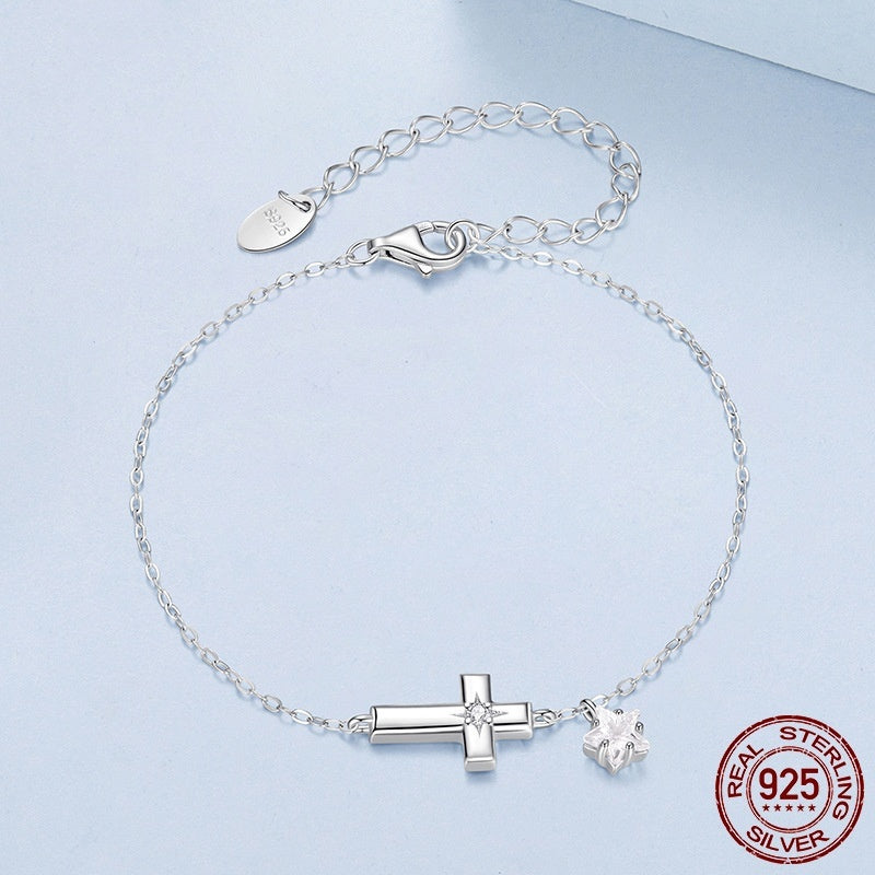 S925 Sterling Silver Star Cross Bracelet