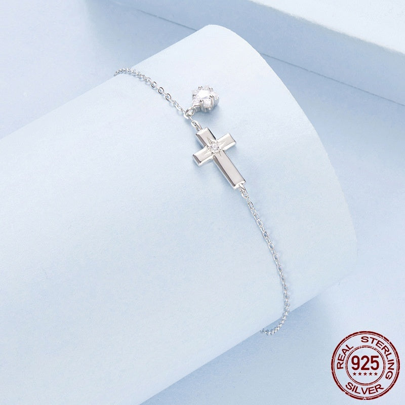 S925 Sterling Silver Star Cross Bracelet