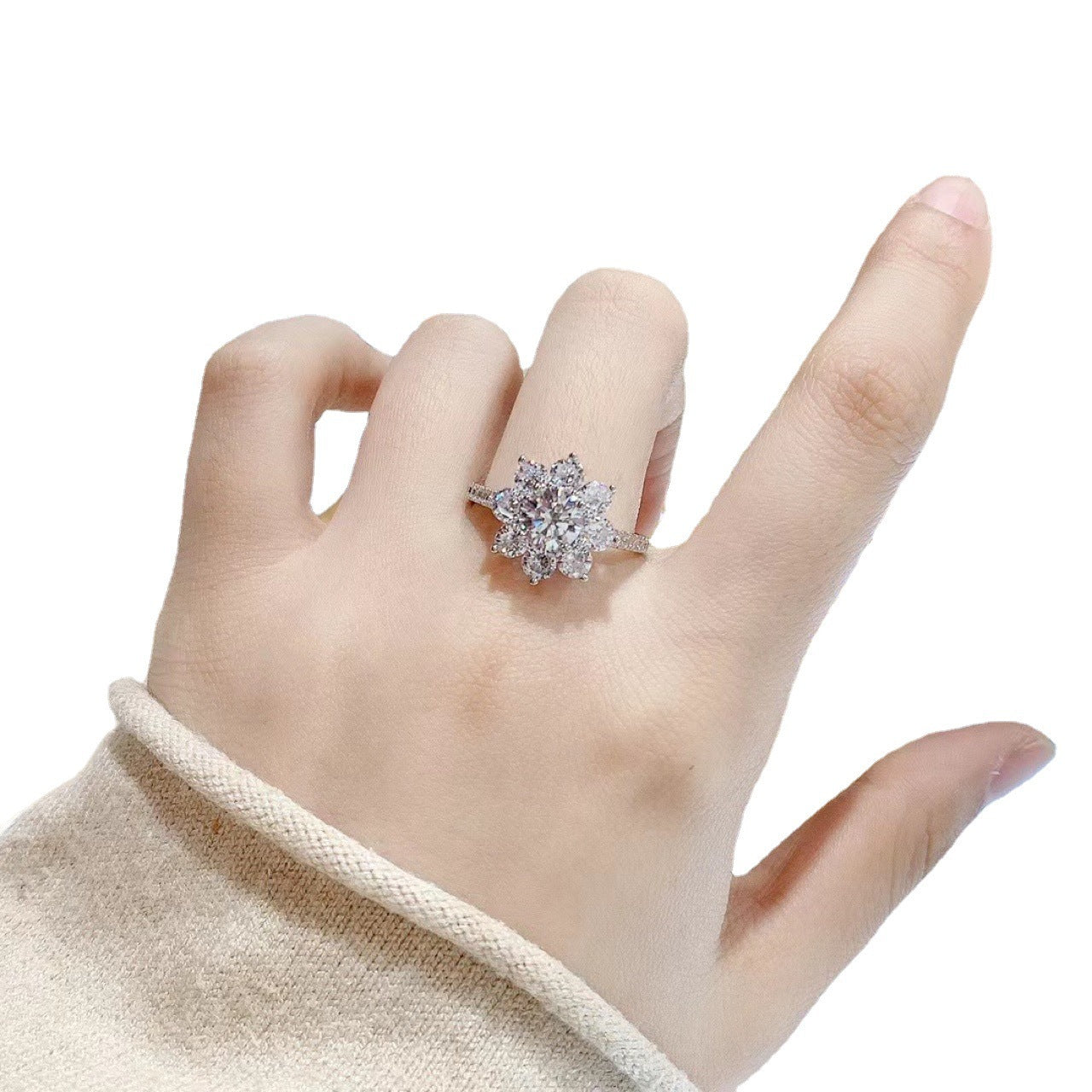 „Caelun“ Moissanite Women's Ring Sun Flower