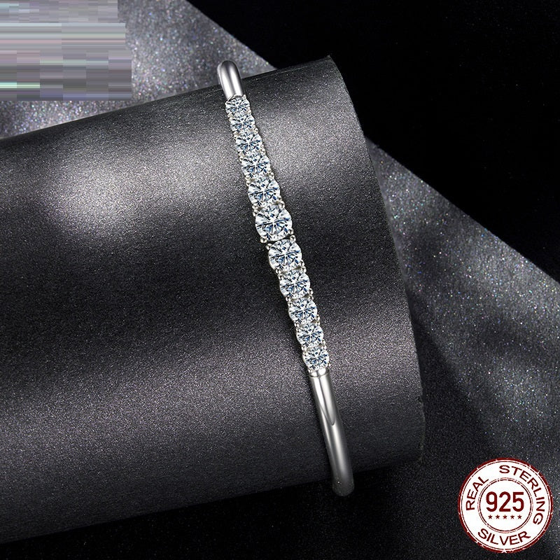 S925 Sterling Silver Moissanite Elastic Bracelet