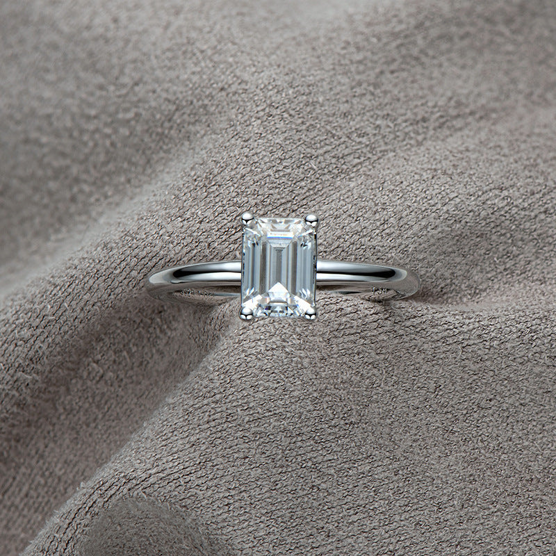 "Celinea" Moissanite Ring 925 Sterling Silver Rectangular