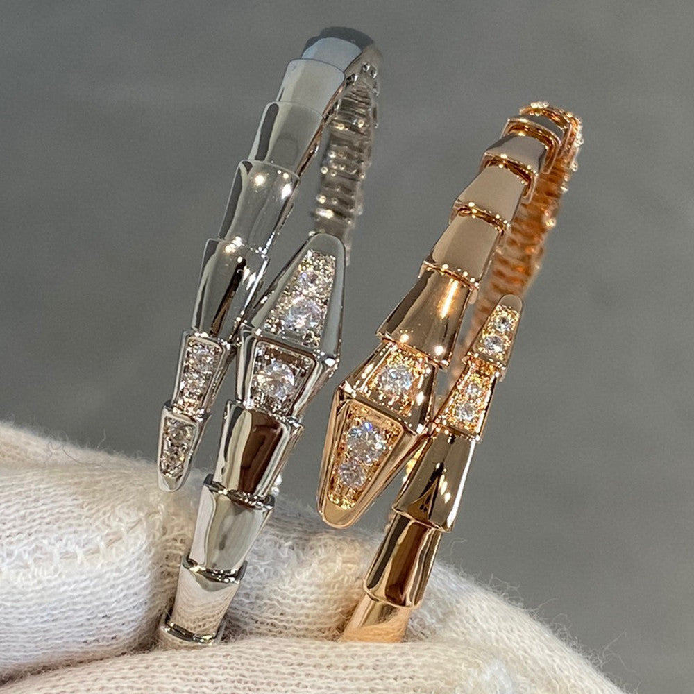 Rose Gold Snake Bone  White Gold Bracelet