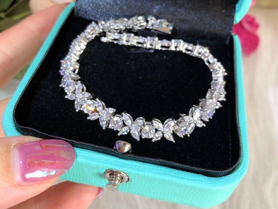 Sterling Silver Horse Eye Full Diamond Bracelet