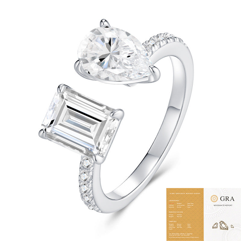 „Elythra“ Square Moissanite 925 Sterling Silver Ring