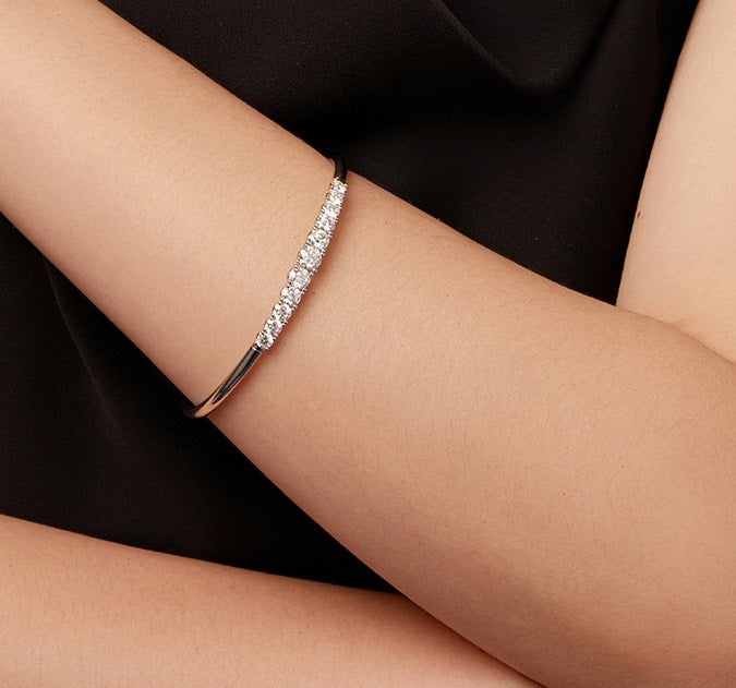 S925 Sterling Silver Moissanite Elastic Bracelet