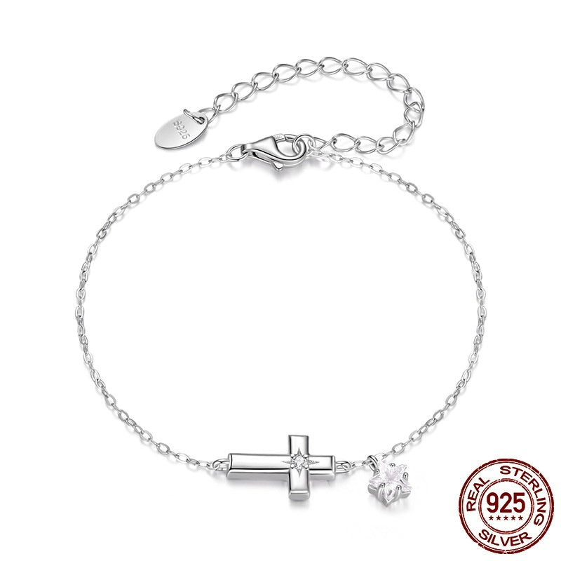 S925 Sterling Silver Star Cross Bracelet