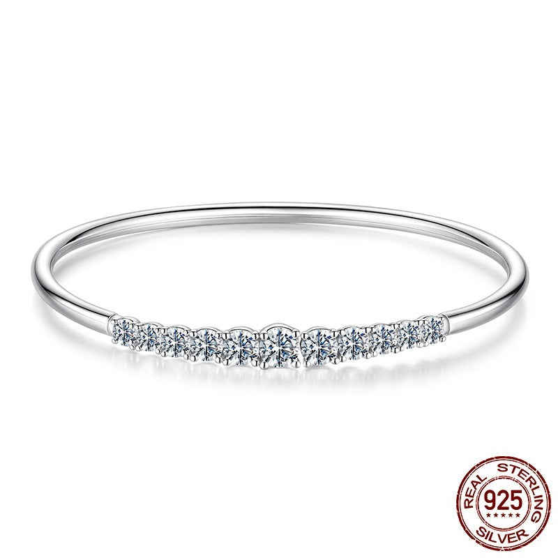 S925 Sterling Silver Moissanite Elastic Bracelet