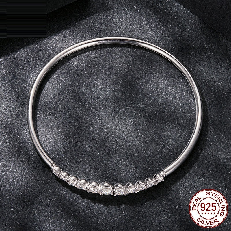 S925 Sterling Silver Moissanite Elastic Bracelet