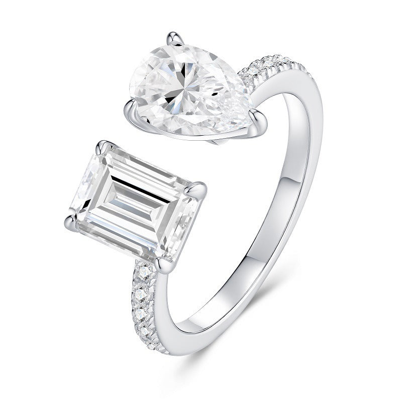 „Elythra“ Square Moissanite 925 Sterling Silver Ring