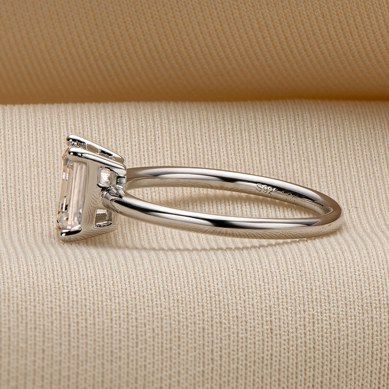 "Celinea" Moissanite Ring 925 Sterling Silver Rectangular