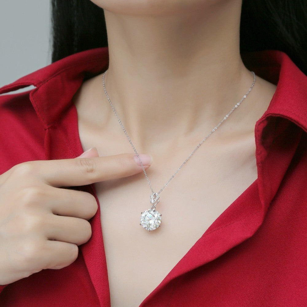 Moissanite Plain Heart Clavicle Chain Necklace