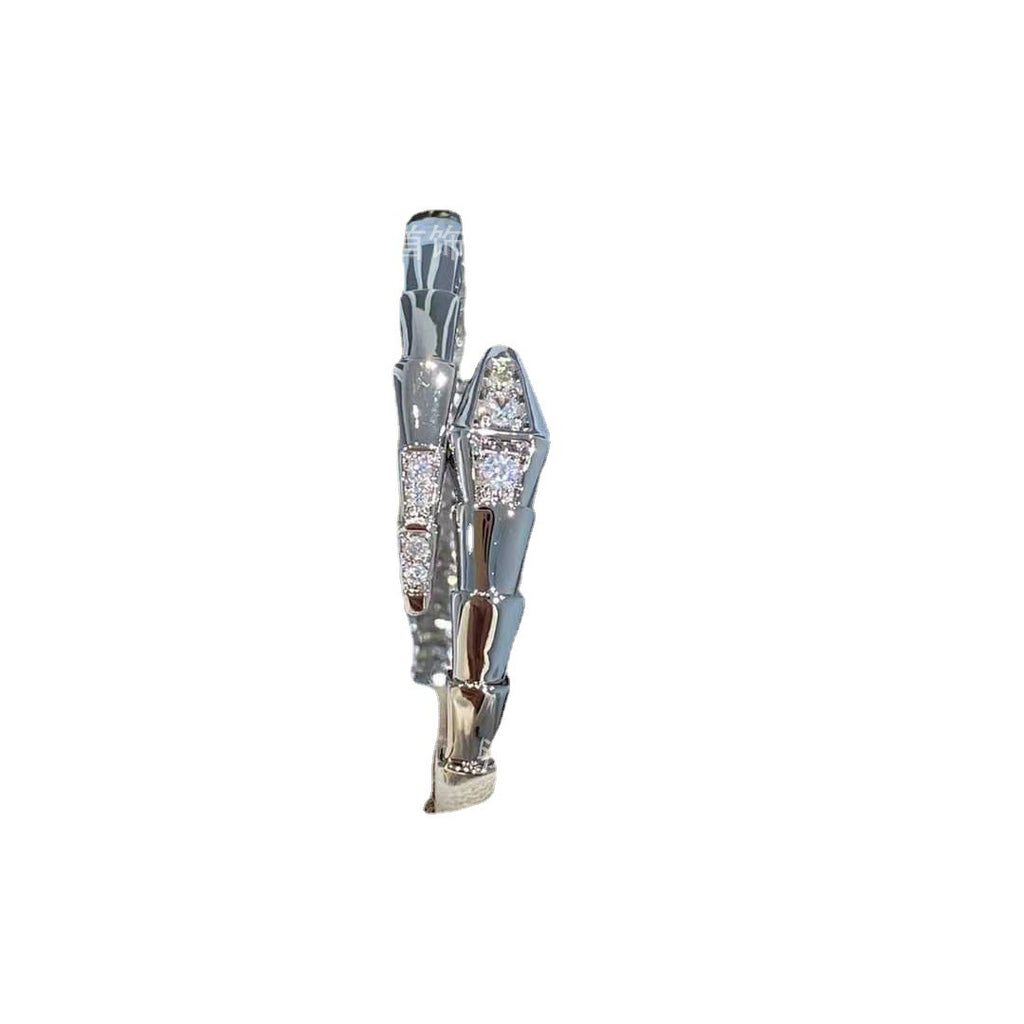 Rose Gold Snake Bone  White Gold Bracelet