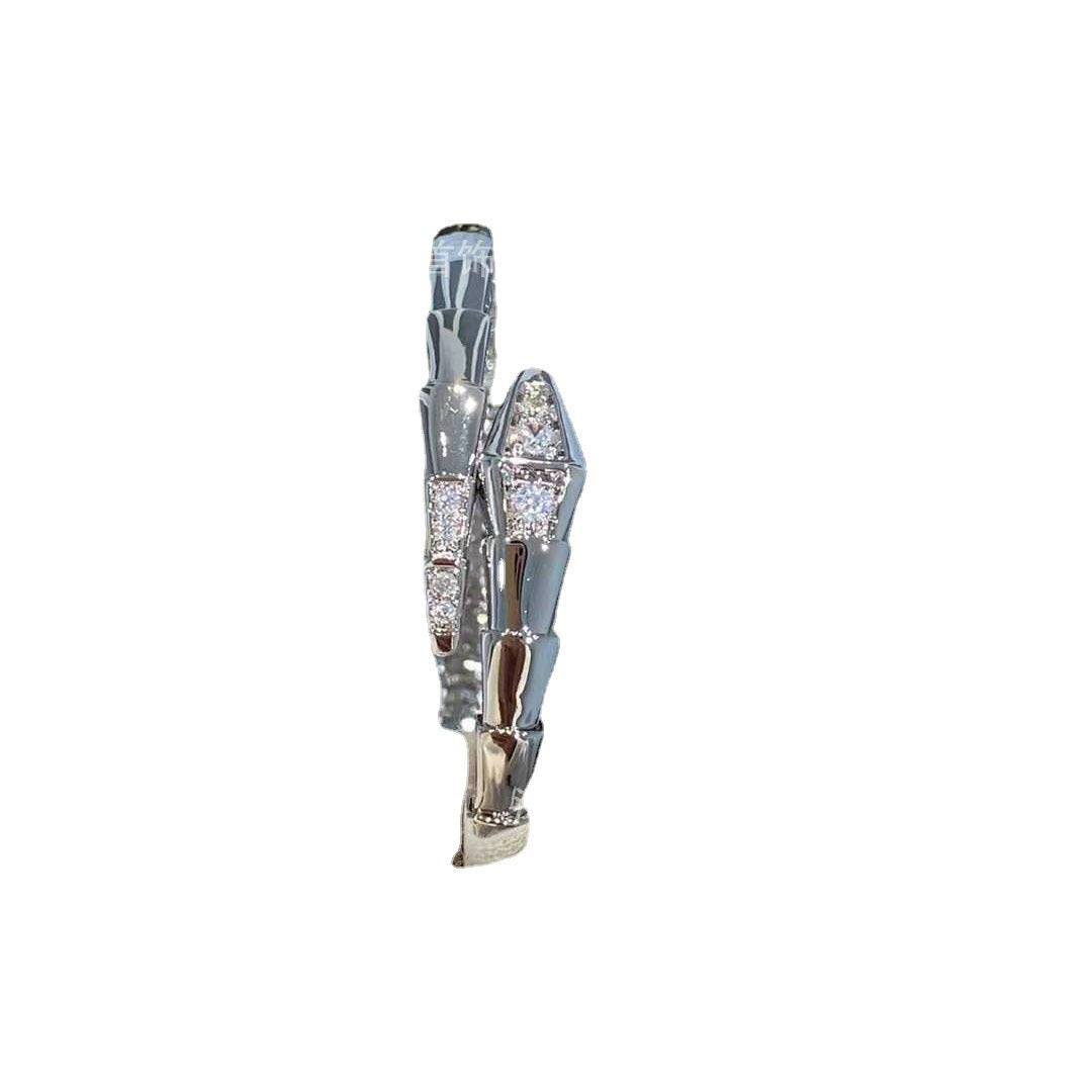 Rose Gold Snake Bone  White Gold Bracelet