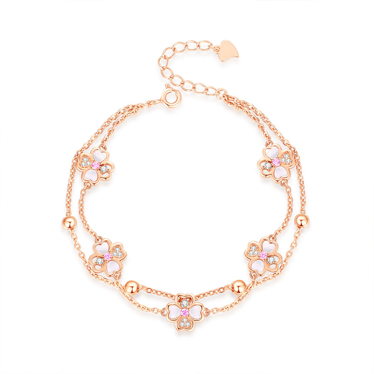 Silver Double-layer Clover Bracelet