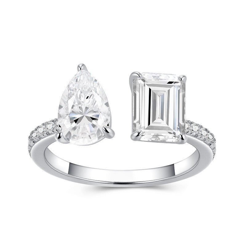 „Elythra“ Square Moissanite 925 Sterling Silver Ring