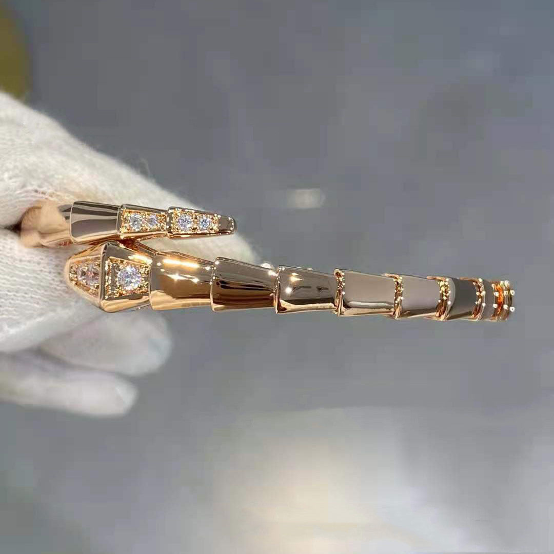 Rose Gold Snake Bone  White Gold Bracelet